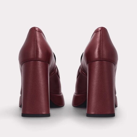 CINDY MOK 02 DARK BROWN SMOOTH LEATHER PLATFORM PUMPS Cindy Smooth Leather Platform Pumps